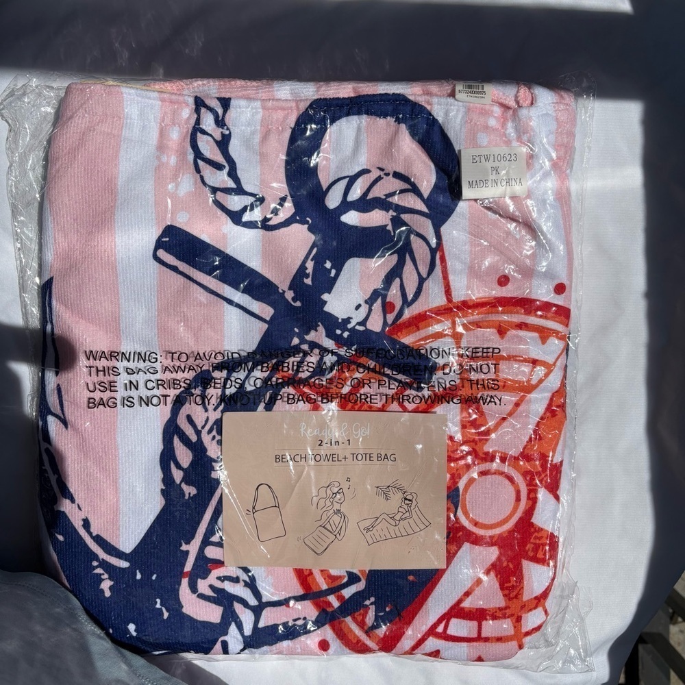 Gonna Be A While Anchor Rope Printed Beach Towel and Tote Bag Combo Set - Picture 4 of 8